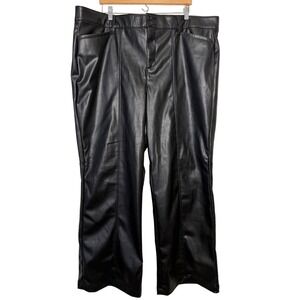 Torrid Black Faux Leather Straight Wide Leg Pants Women's Size 24R Quiet Luxury